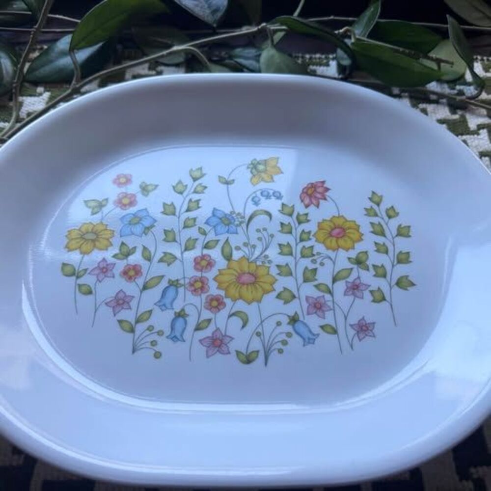 Vintage Corelle By Corning Spring Meadow 10" x 12" Oval Serving Platter